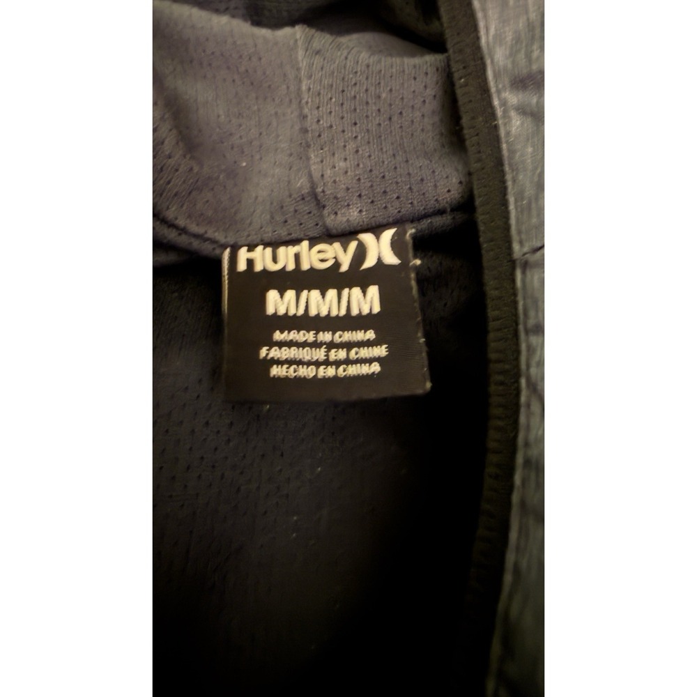 Hurley Men's Hooded Windbreaker Jacket Gray Full Zip Lightweight Skateboard–Med - Picture 6 of 9